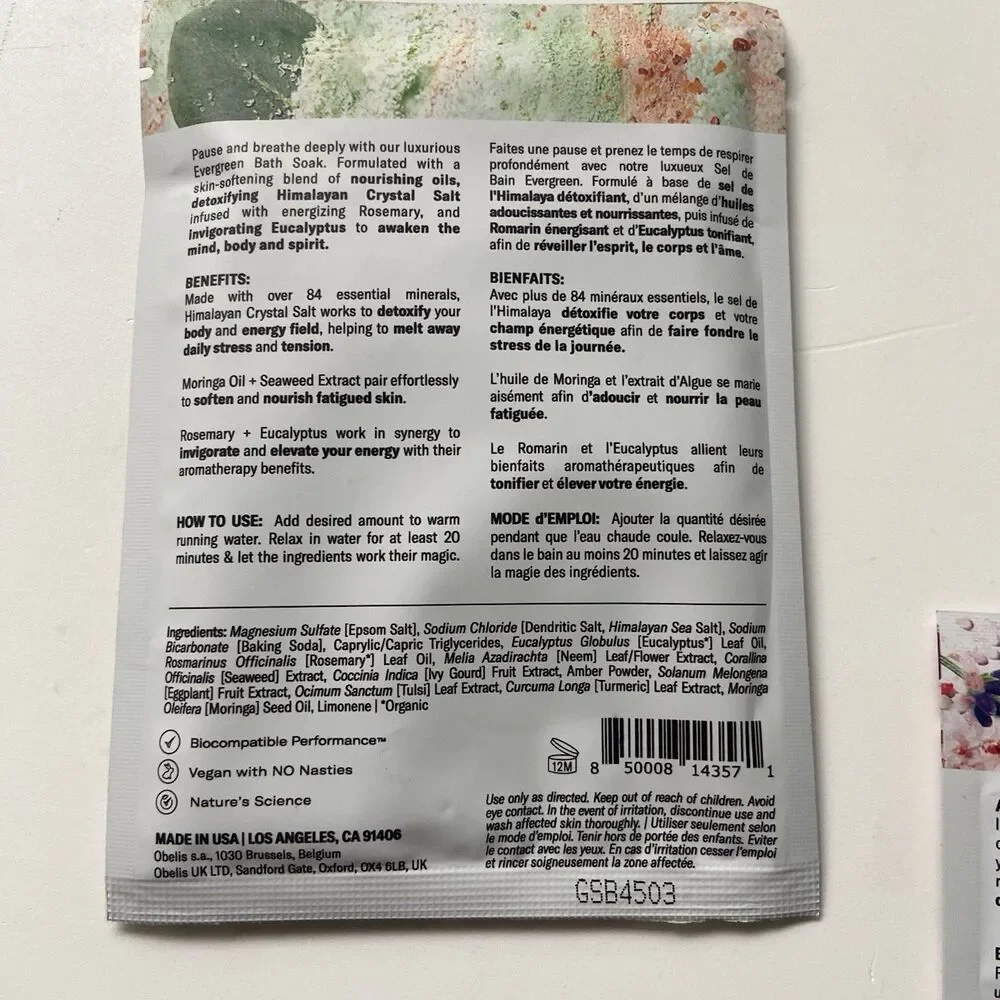 Odacité Bath Soak Trio Set Himalayan Crystal Salt Mood, Soul, Energy 2.5 oz